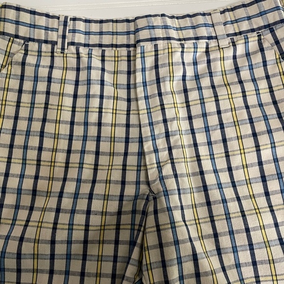 Gimbels Vintage Mens Bermuda Plaid Cotton Yellow Blue Inseam 7 Shorts - Picture 8 of 9